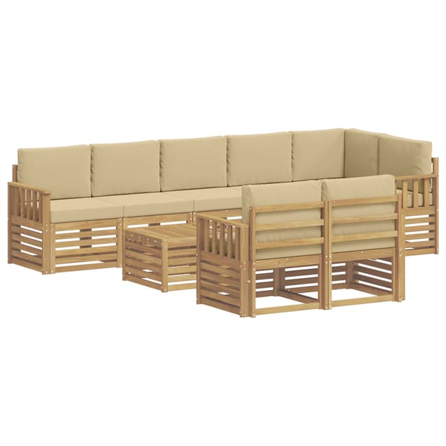 vidaXL Outdoor-Sofagarnitur 8-Tlg Weiß und Beige 59 x 59 x 37 cm 3392068