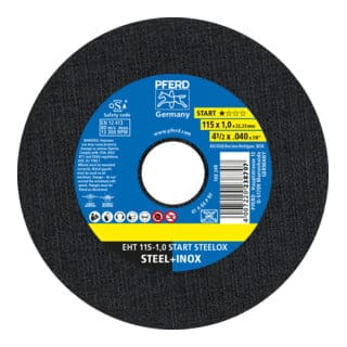 PFERD TOOLS Trennscheibe EHT 115x1,0x22,23 mm gerade Startlinie START STEELOX für Stahl/Edelstahl (100)