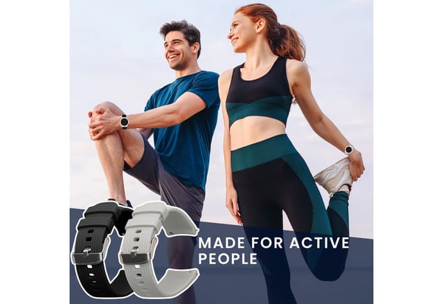 kwmobile 2x Uhrenarmband für Huawei Watch GT 3 Pro 43mm / Watch GT3 42mm / GT2 Smartwatch, 2-tlg., Fitnesstracker Band Set aus TPU Silikon - Ersatzarmband Smartwatch
