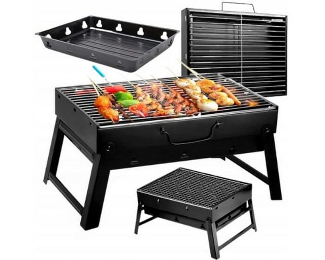 Holzkohlegrill Für Touristen, Garten, Koffer, Tragbar, Faltbar, Grill