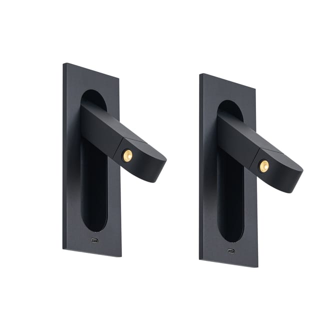 Qazqa 2er-set Moderne Wandleuchten Schwarz Inkl. Led Und