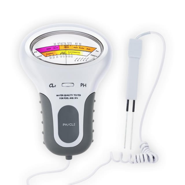 Digitales Wassermessgerät Für Schwimmbäder Und Whirlpools (ph-wert Und Chlor) Mit Sonde – Tragbares Gerät Zur Wasserqualitätskontrolle Für Die Regelmäßige Wartung – Benutzerfreundliches Testgerät