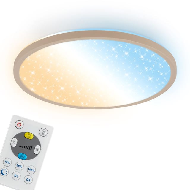 Briloner Led Deckenlampe Fernbedienung 30x4 Cm Rund 18w 2400lm 3000k-6500k Warmweiß Bis Tageslichtweiß Dimmbar Beige - Deckenleuchte Wohnzimmer Schlafzimmer Büro