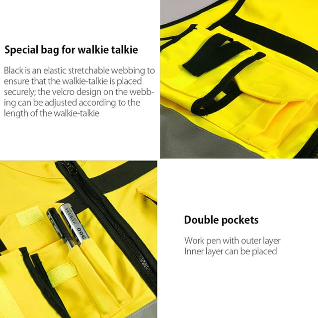 Reflektierende Sicherheitsweste, Gut Sichtbare Weste Mit Vordertaschen, Ultraleichte Sicherheitsjacke Für Bauarbeiter Und Radfahrer