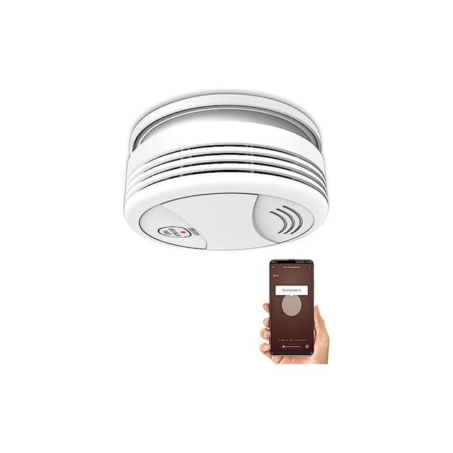 Intelligenter Rauchmelder, Intelligenter Feueralarm Für Zuhause, Wlan Mit App-benachrichtigung, Kompatibel Mit Google Home/amazon Alexa, Rauchmeldenetzwerk