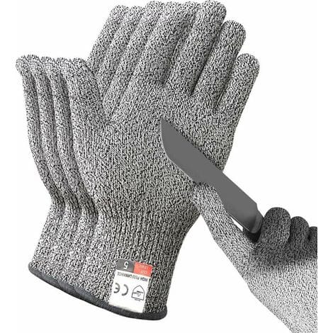 Paar Schnittfeste Handschuhe, Schnittschutzklasse 5, Zertifiziert Nach En 388, Sicherheitshandschuhe Für Küche, Metzgerei, Gartenarbeit Und Heimwerken, Größe L, Grau