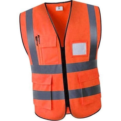 Xl Reflektierende Sicherheitsweste Aus Netzgewebe, Atmungsaktive Arbeitskleidung Mit Taschen Und Reißverschluss, Orange