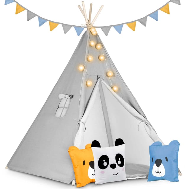 Nukido Kinder-tipi-zelt Mit Beleuchtung – Grau