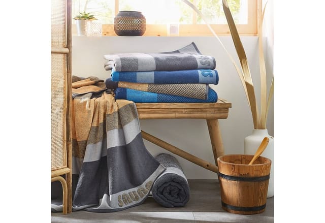 Dyckhoff Saunatuch Two-Tone-Stripe Blau 100 x 200 cm