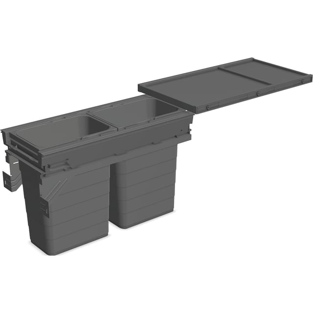 Ninka Mülltrennsystem Set Eins2fünf Einbaumülleimer 2 Fächer für Korpusbreite 300mm Nl 500 Kunststoff Dunkelgrau