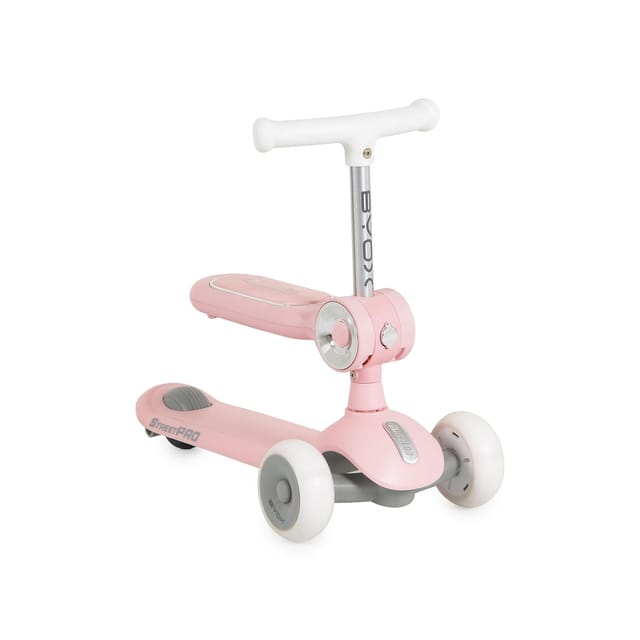 Byox Kinderroller StreetPro 2in1 Laufrad PU-Rollen Musik Licht höhenverstellbar rosa