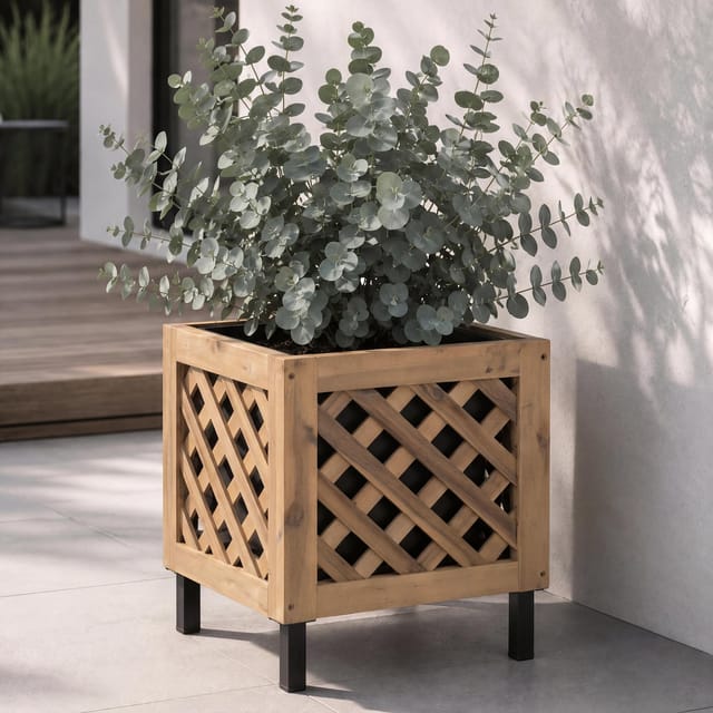 Pflanzkasten MCW-P86, Blumen-/Pflanzkübel Blumenkasten, In-/Outdoor Akazie Holz MVG-zertifiziert 42x34x34cm ~ hellbraun