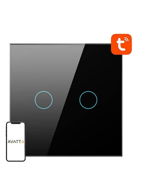 Avatto Smart Light Switch WiFi TS02-EU-B2 2 way (black)