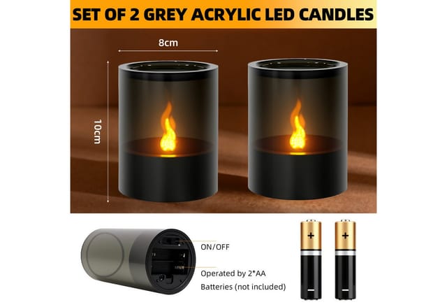 OZAVO LED-Kerze 2er Set Flammenlose LED Kerzen flackernde Flammenkerze, Dekorative Kerzen für Zimmer, Partys und Weihnachtsdekoration