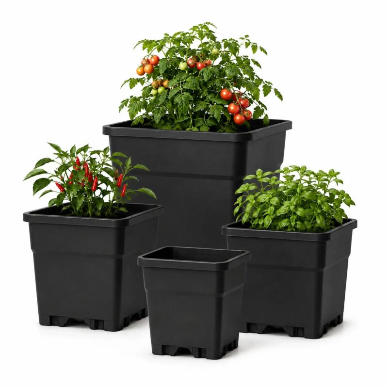 Blumentopf Eckig 1,4 Liter 10x10x17 Cm Pflanzkübel Pflanzgefäß Kunststoff