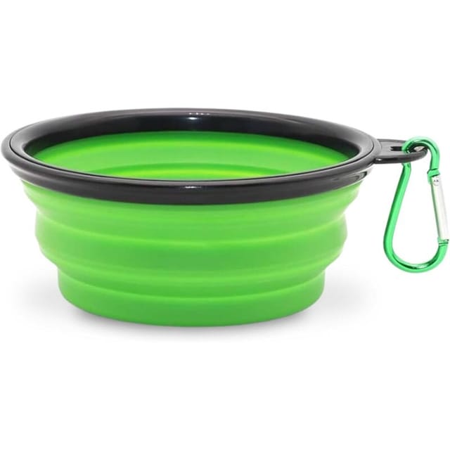 1 Grüner, Faltbarer Reisenapf Für Hunde Mit Einem Durchmesser Von 16 Cm Für Wasser Und Kroketten, Tragbarer Silikon-napf Mit Karabiner
