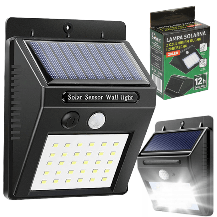 Solar-led-lampe Mit Bewegungs- Und Dämmerungssensor, Solarbetrieben, Kaltweißes Außenlicht, Paneelmontage