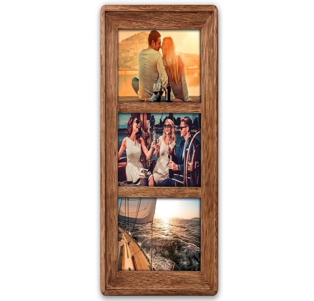 matches21 HOME & HOBBY Bilderrahmen Holz Bilderrahmen Collage rechteckig braun für 10x15 cm, Wand-Deko Fotorahmen für mehrere Fotos zum Stellen, Hängen