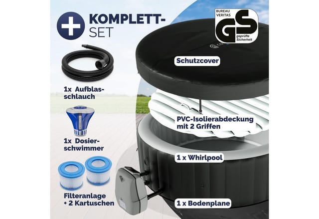 Casaria Whirlpool, aufblasbar 6 Personen winterfest Spa Pool Outdoor Hot Tub bis 42°Crund