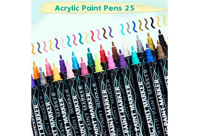 ibettertec Marker 25 Acrylstifte Marker Set, wasserfest, spülmaschinenfest, (1-5 mm, für Stein, Glas, Keramik, Holz, Kunsthandwerk)