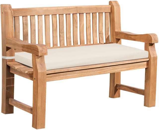 Gartenbank Teakholz Daxon Mit Sitzkissen Creme 120 Cm