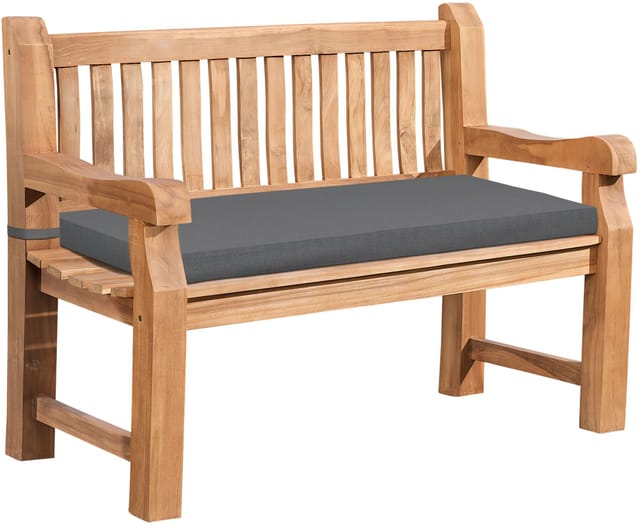 Gartenbank Teakholz Daxon Mit Sitzkissen Dunkelgrau 120 Cm