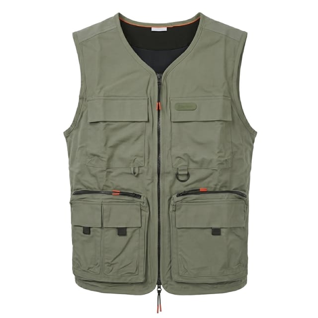 Gardena Herren Multifunktionsweste Outdoor Weste Anglerweste Baumwolle Olivgrün, Größe: 3xl