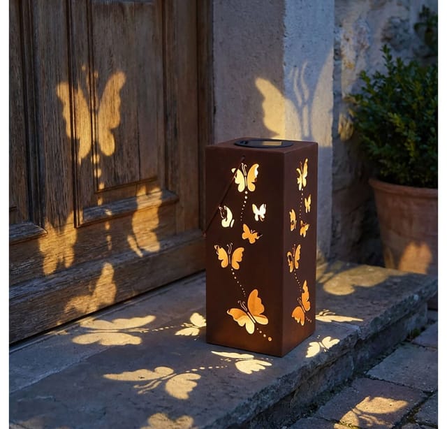 Led Solarlampe Dekosäule Außenleuchte Solarleuchte Hängelampe Rost Eisen H 45 Cm