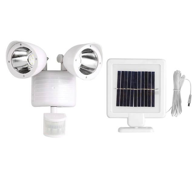Wasserdichte Außenwandleuchte Mit Zwei Leuchtenköpfen, 22 Leds, Solarbetrieb Und Pir-bewegungsmelder