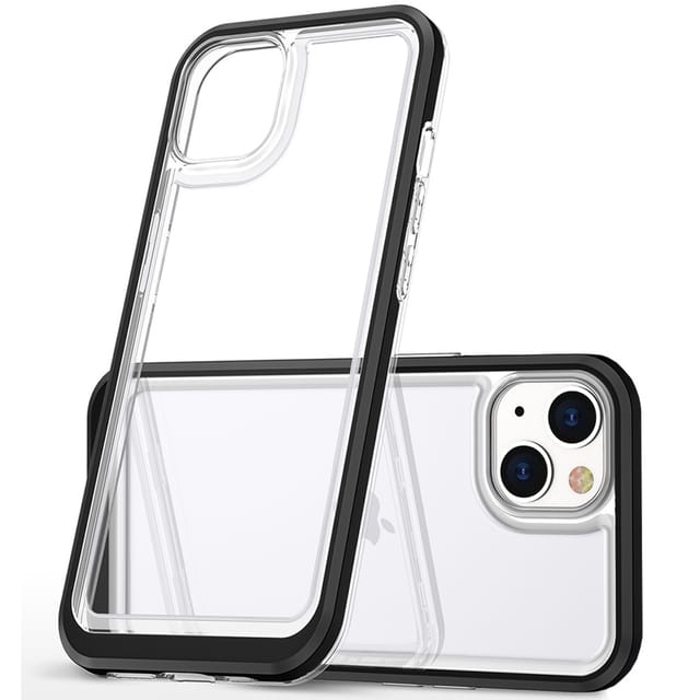 Transparente 3-in-1-silikonhülle Für Iphone 14 Mit Rahmen, Schwarz