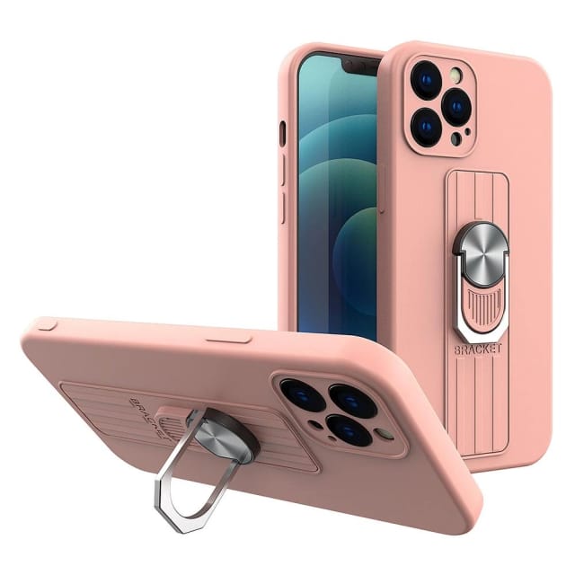 Silikonhülle Mit Ringfunktion, Fingerring Und Ständer Für Samsung Galaxy A42 5g, Pink