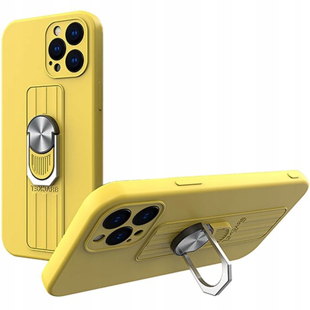 Ring Case Silikonhülle Mit Fingerring Und Ständer Für Iphone 11 Pro Max, Gelb