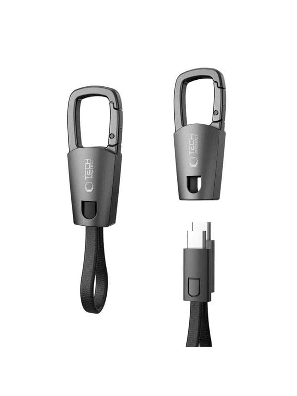 Tech-protect Ultraboost Dna-kabel Mit Schlüsselanhänger, Usb-c Pd, 60 W / 3 A – Grau