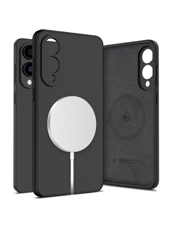 Tech-protect Flüssigsilikon Magsafe-hülle Für Samsung Galaxy S25 Edge – Schwarz