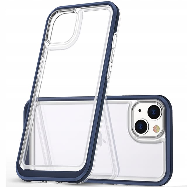 Transparente 3-in-1-silikonhülle Für Iphone 14 Mit Rahmen, Blau