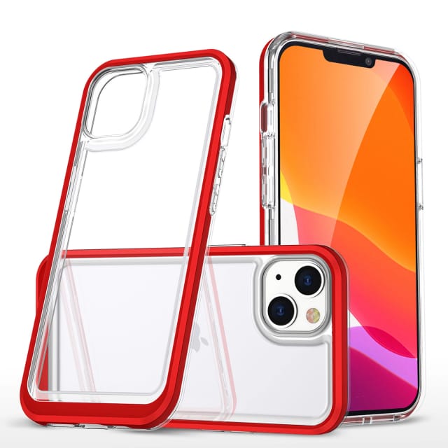 Transparente 3-in-1-silikonhülle Mit Rahmen Für Iphone 14 Plus, Rot