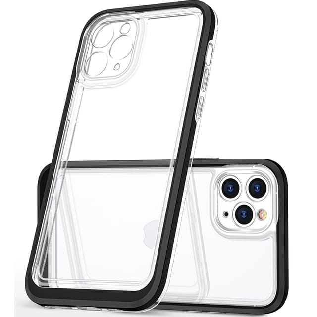Transparente 3-in-1-silikonhülle Mit Rahmen Für Iphone 14 Pro, Schwarz