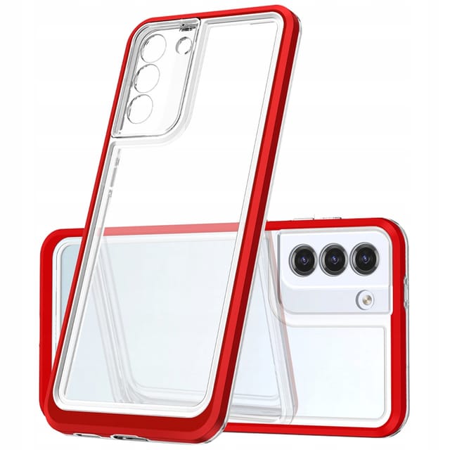 Transparente 3-in-1-hülle Für Samsung Galaxy S23+, Silikonhülle Mit Rahmen, Rot
