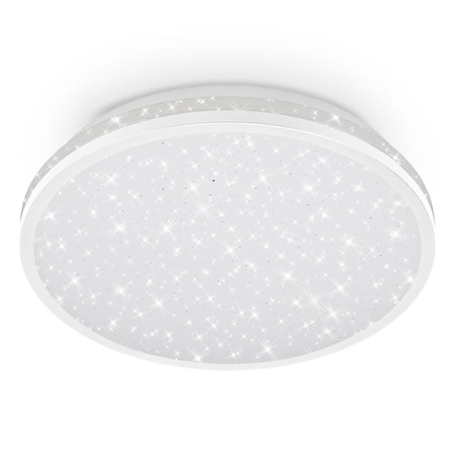 Briloner Led Deckenlampe Ip44 Spritzwasserschutz Ø28x7 Cm Rund 15w 8000lm 4000k Warmweiß Sternenhimmel Weiß - Deckenleuchte Badezimmer Küche Feuchtraum
