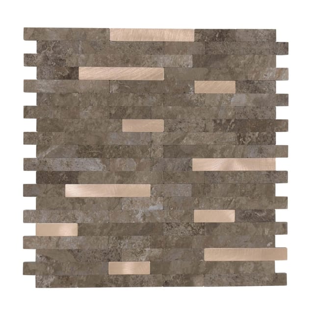 Dalsys - Wandpaneele Selbstklebend Steinoptik 1m², 11 Stück Wandverkleidung Feuchtigskeitsbeständig, Premium Qualität Für Bad Und Küche, Dünne Streifen - Braun Gold