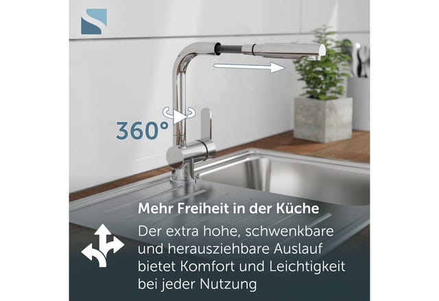 Schütte Spültischarmatur London Niederdruck Herausziehbarer Auslauf Chrom