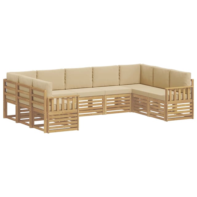 vidaXL Outdoor-Sofagarnitur 7-Tlg Weiß und Beige 304 x 128,5 x 73 cm 3392498
