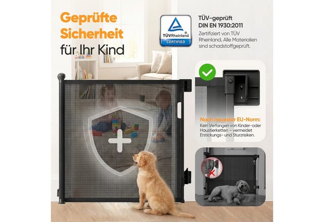 Sekey Treppenschutzgitter Ausziehbar Absperrgitter Hund Kinder Schutzgitter 1 St 0-150 cm Schwarz 1 Stück mit Bohren Geeignet für Innen und Außen