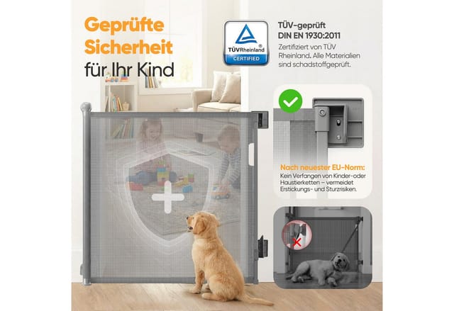 Sekey Treppenschutzgitter Ausziehbar Absperrgitter Hund Kinder Schutzgitter 2 St 0-150 cm Grau 2 Stück mit Bohren Geeignet für Innen und Außen