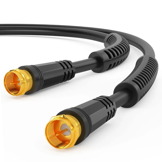 hb-digital 10m SAT Kabel 110dB 4 Fach Geschirmt mit 2x F Stecker Vergoldet Ferritkern Schwarz