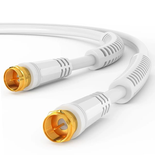 hb-digital 3.5m SAT Kabel 110dB 4 Fach Geschirmt mit 2x F Stecker Vergoldet Ferritkern Weiss
