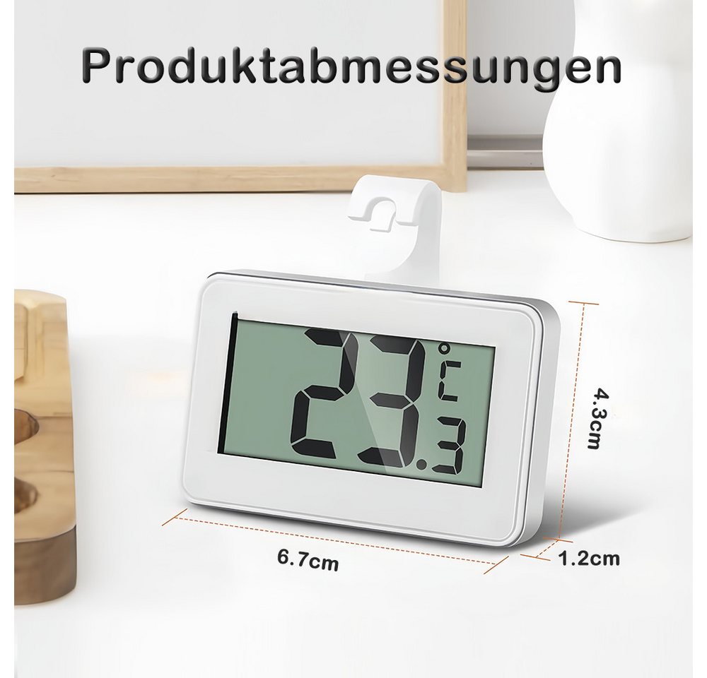 AFKSMILE Kühlschrankthermometer 2 Kühlschrankthermometer leicht lesbares digitales-Display Thermometer, Magnet- und Hakenaufhänge für Gefrierfach, Lagerung, Kühlschrank Bild 2