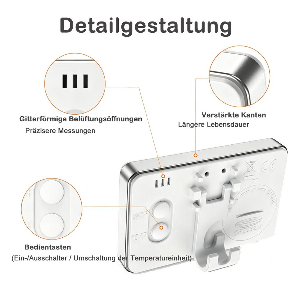 AFKSMILE Kühlschrankthermometer 2 Kühlschrankthermometer leicht lesbares digitales-Display Thermometer, Magnet- und Hakenaufhänge für Gefrierfach, Lagerung, Kühlschrank Bild 4