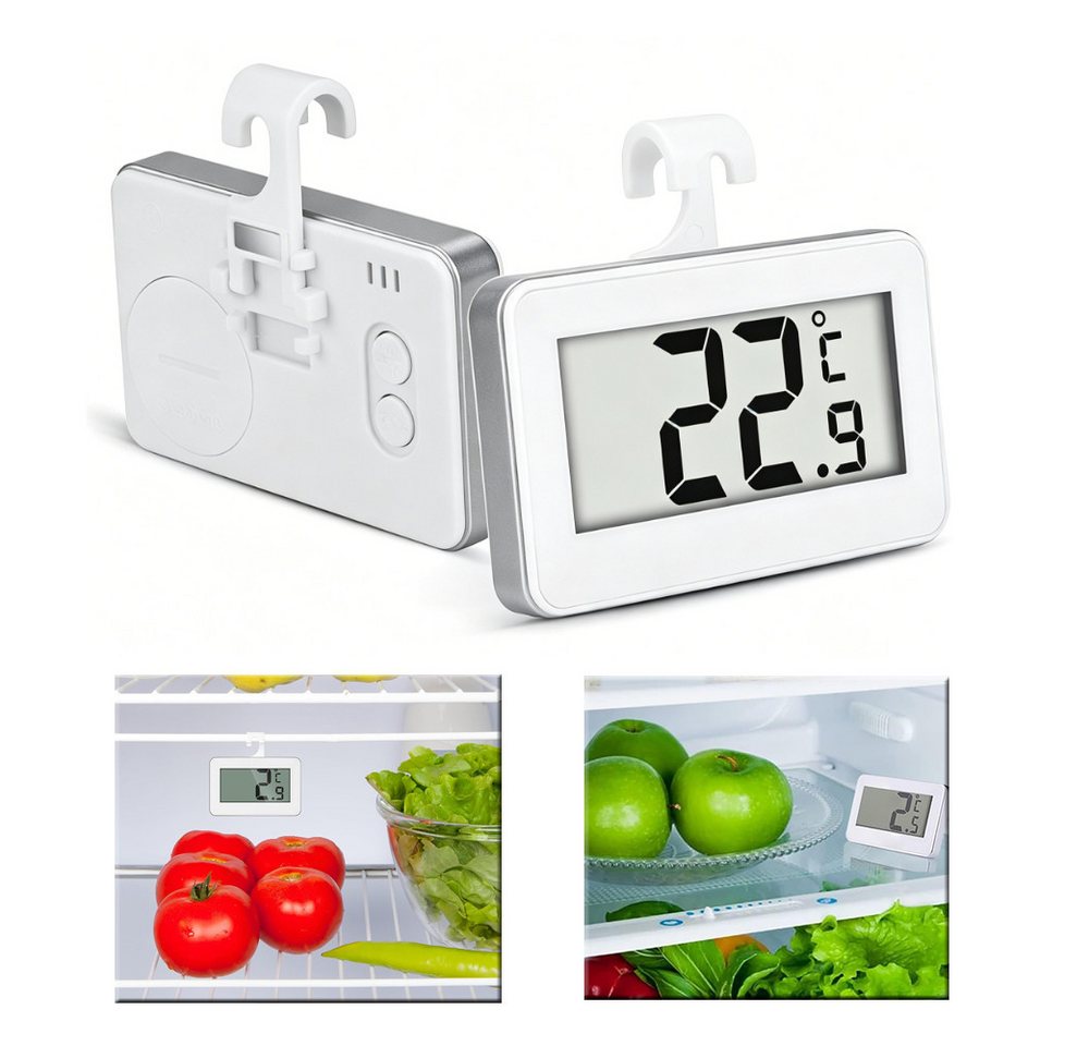 AFKSMILE Kühlschrankthermometer 2 Kühlschrankthermometer leicht lesbares digitales-Display Thermometer, Magnet- und Hakenaufhänge für Gefrierfach, Lagerung, Kühlschrank Bild 5
