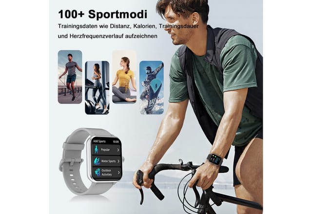 blackview 1,85 Zoll Sportuhr Herren Damen mit Telefonfunktion/Fitnessuhr/Monitor Smartwatch (4,7 cm/1,85 Zoll, iOS/Android), mit Wechselband aus weichemSilikon und Ladekabel, 2 Armband,100+ Sportmodi,Fitnessuhr, Puls-Schlaf-Monitor,Schrittzähler